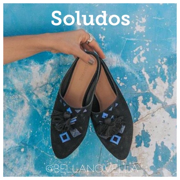 SOLUDOS Moroccan Suede Palazzo Mule Loafer NIB - Picture 2 of 7